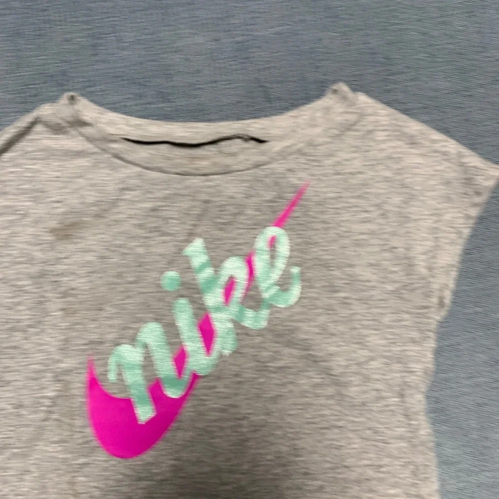 Nike Dri Fit T Shirt Baby's 24M Heather Gray Swoosh Logo Sleeveless Round Neck